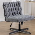 thumbnail image 1 of 360° Swivel Office Desk Chair with Backrest, Adjustable Height Upholstered Armless Office Chair with Five-Star Base, Modern Desk Chair for Bedroom Living Room Office, No Wheels, Grey, 1 of 9