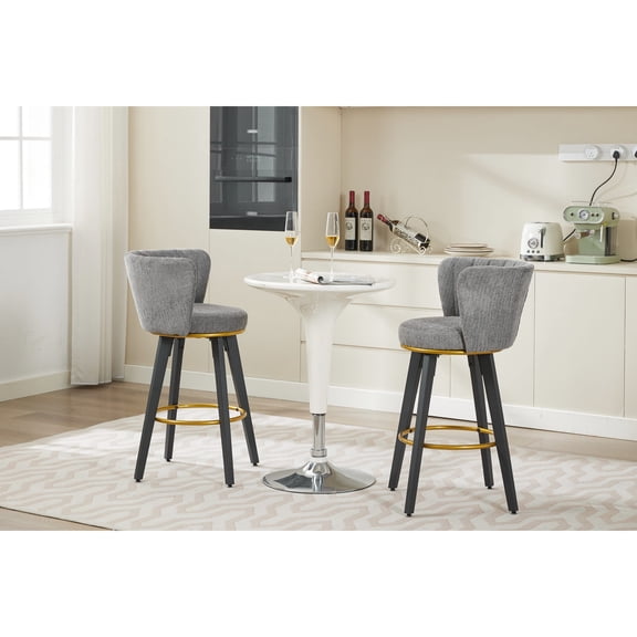 Taper Shape, 360° Rotating, Gray Bar Stools with Goldy - Comfortable Seating for Home