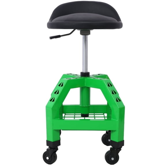 【LuckyNote】360° Swivel Pneumatic Mechanics Stool - Rolling Creeper Seat, Heavy Duty Casters, 300LBS Capacity & Foam Cushion