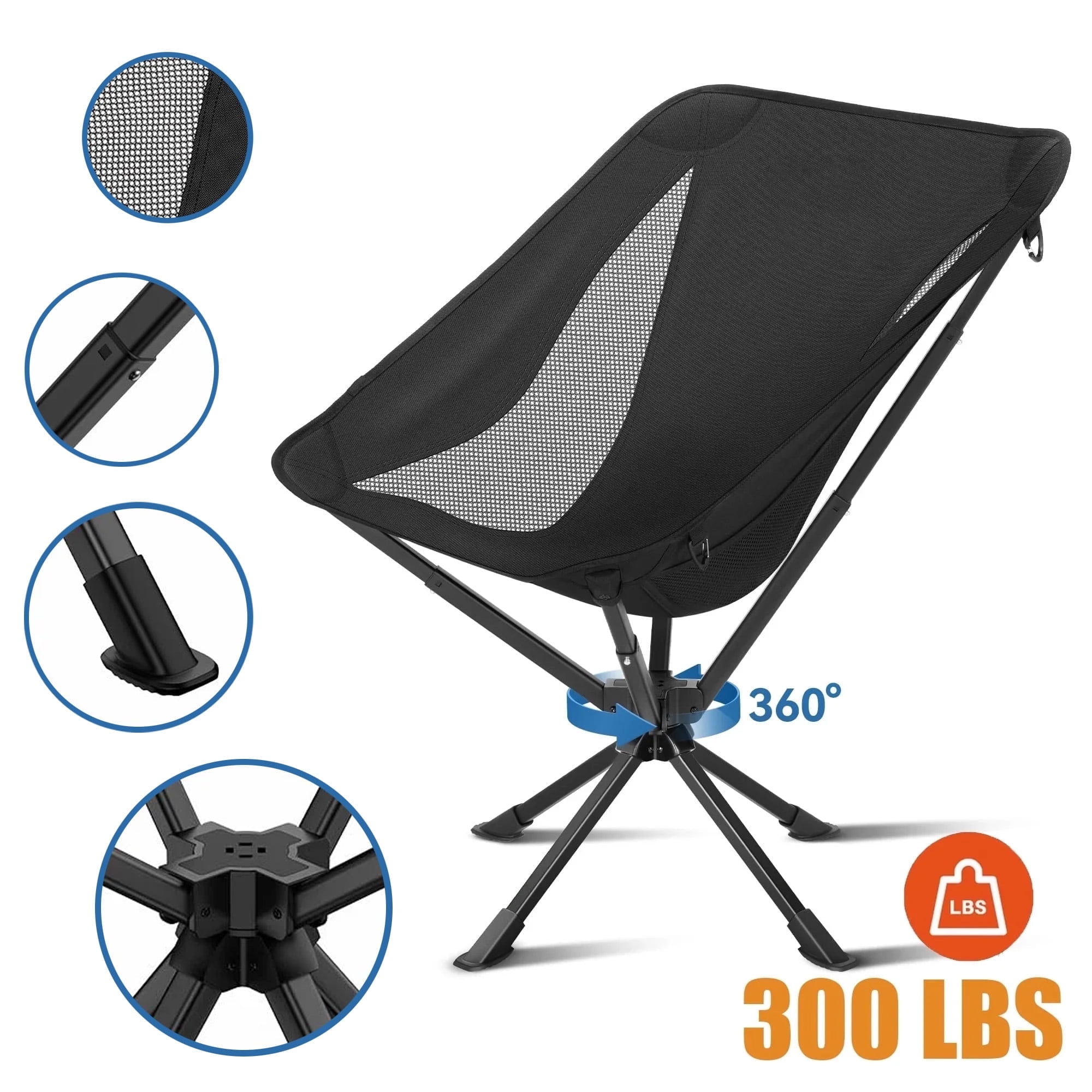 360°Swivel Portable Folding Camping Chair - Swivel Lawn