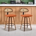 thumbnail image 1 of 360° Swivel Rattan Bar Stools Set of 2, Counter Height Modern Kitchen Island Stools With Footrest, Uphostered Cushion, Comfortable Durable, Brown, 1 of 9