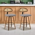 thumbnail image 1 of 360° Swivel Rattan Bar Stools Set of 2, Counter Height Modern Kitchen Island Stools With Footrest, Uphostered Cushion, Comfortable Durable,Dark Grey, 1 of 9