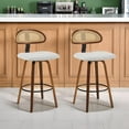 thumbnail image 1 of 360° Swivel Rattan Bar Stools Set of 2, Counter Height Modern Kitchen Island Stools With Footrest, Uphostered Cushion, Comfortable Durable, Grey, 1 of 5