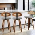 thumbnail image 1 of 360° Swivel Rattan Bar Stools Set of 3, Counter Height Modern Kitchen Island Stools With Footrest, Uphostered Cushion, Comfortable Durable, Dark Grey, 1 of 5