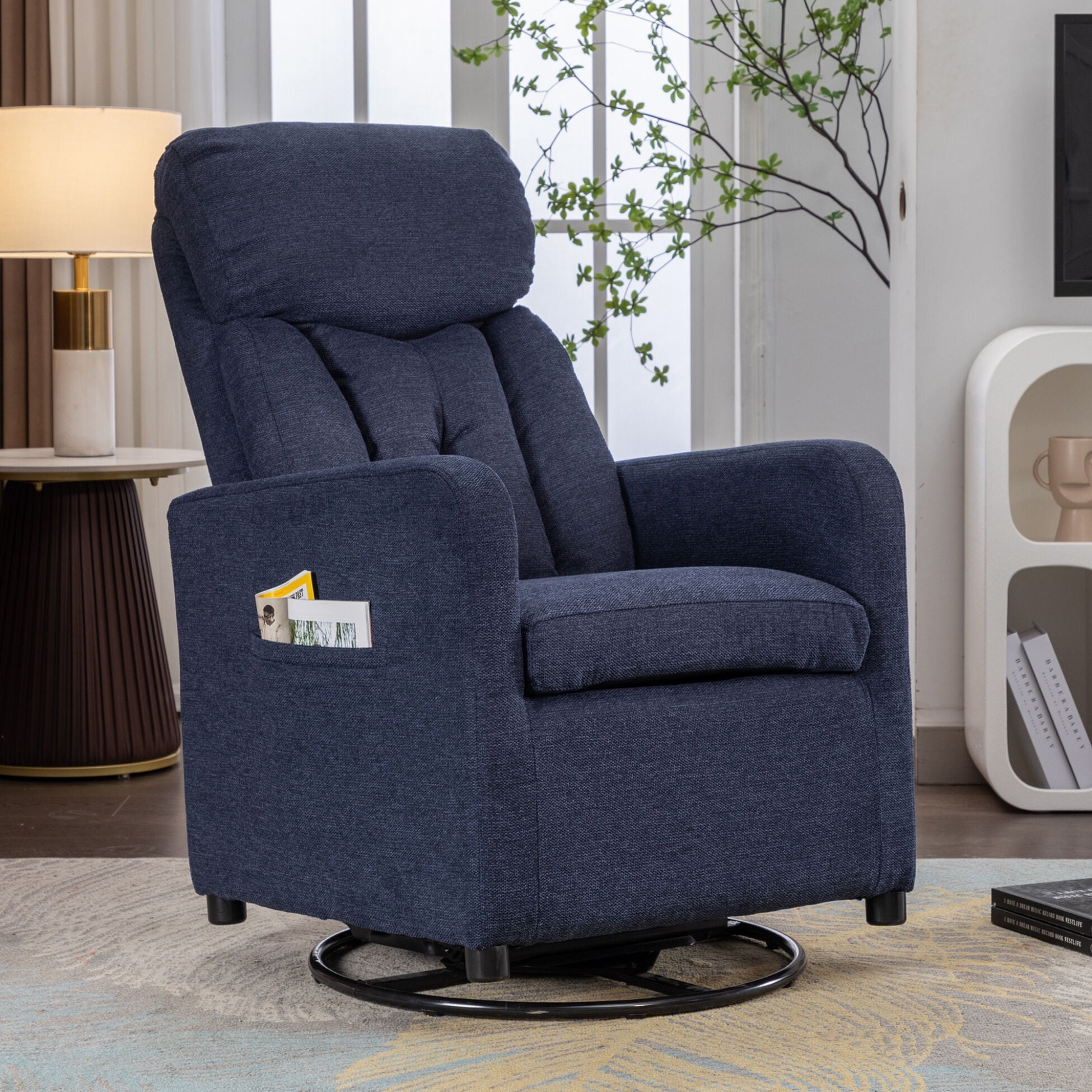360° Swivel Rocking Chair, Nursery Glider Rocker Armchair with Tall ...