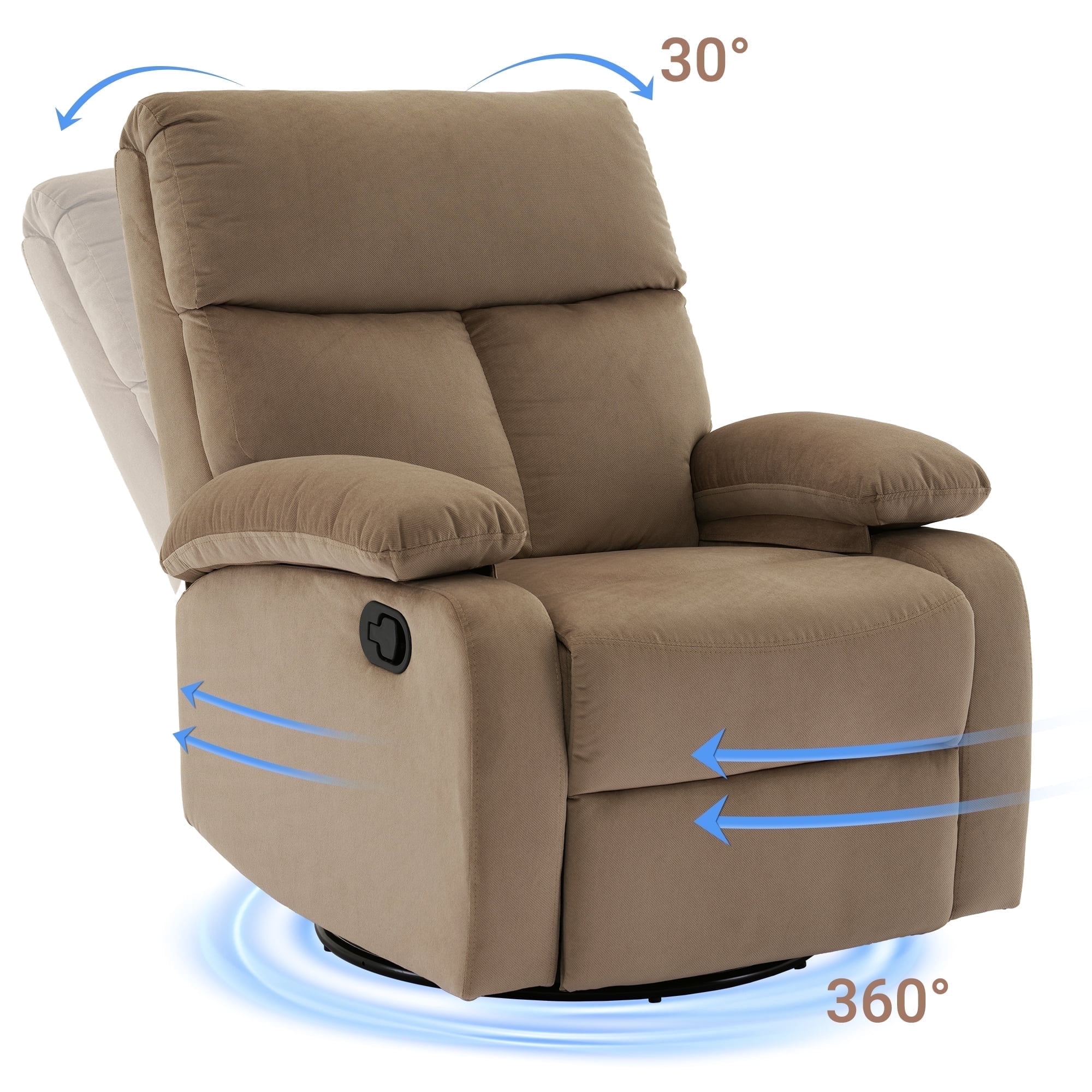 360° Swivel Rocking Recliner for Adults, Micro Velboa Rocker Recliner ...