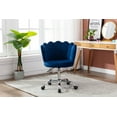 thumbnail image 1 of 360° Swivel Shell Chair with Silver Base, Adjustable Height Upholstered Office Chair with Shell Backrest, Modern Velvet Accent Chair for Living Room Bedroom Office Dorm, Navy, 1 of 9