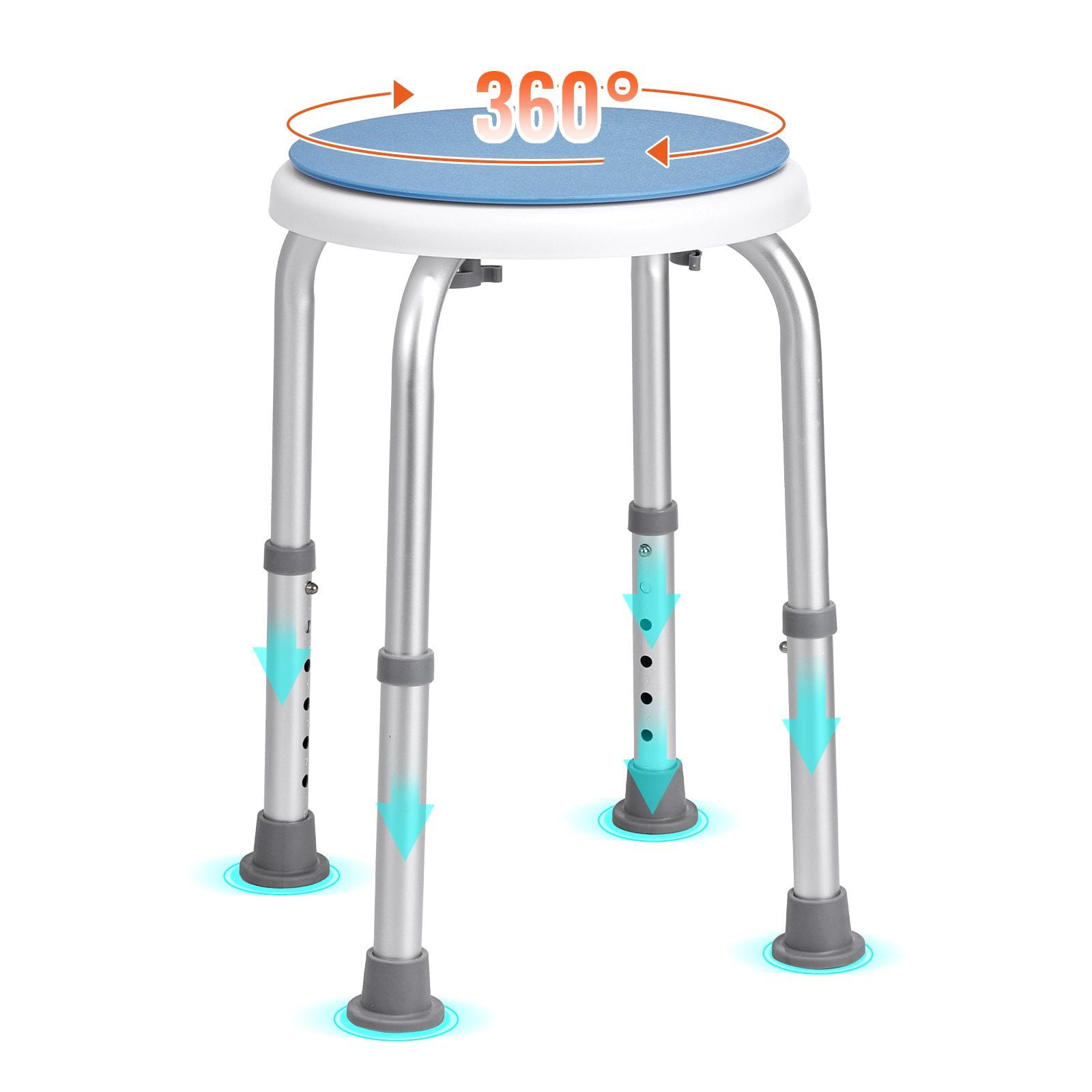 Bcareself Shower Chair With Arms – Heavy Duty Bath Stool, 500 Lb Capacity, Anodized Aluminum