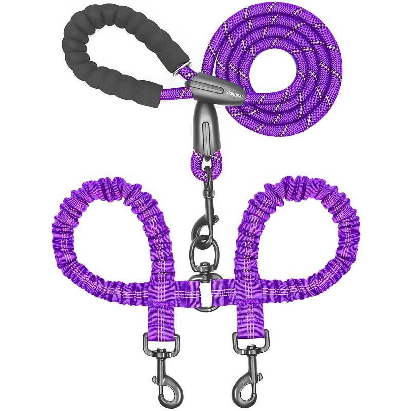 360 Swivel No Tangle Dual Dog Leash Shock Absorbing Bungee For Two