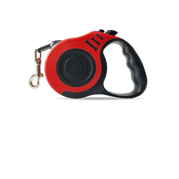 360° Tangle-Free Retractable Automatic Dog Leash | 16 ft Strong Nylon Tape | One-Handed Brake,Pause,Lock (Red,Large)