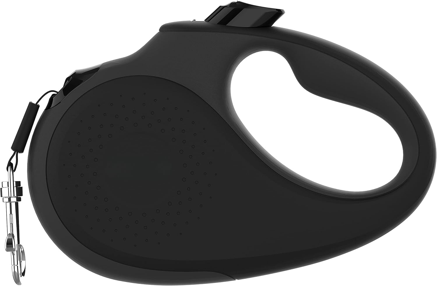 360 °   Tangle-Free Retractable Dog Leash with Anti-Slip Handle |   16 ft Strong Nylon Tape |   One-Handed Brake, Pause, Lock (Small, Black/Grey)