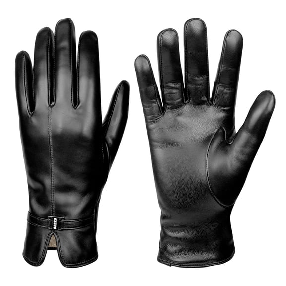 360° Touchscreen Leather Gloves for Men & Women, Winter Driving Gloves with Wool Lining,M,black,Women's Gloves