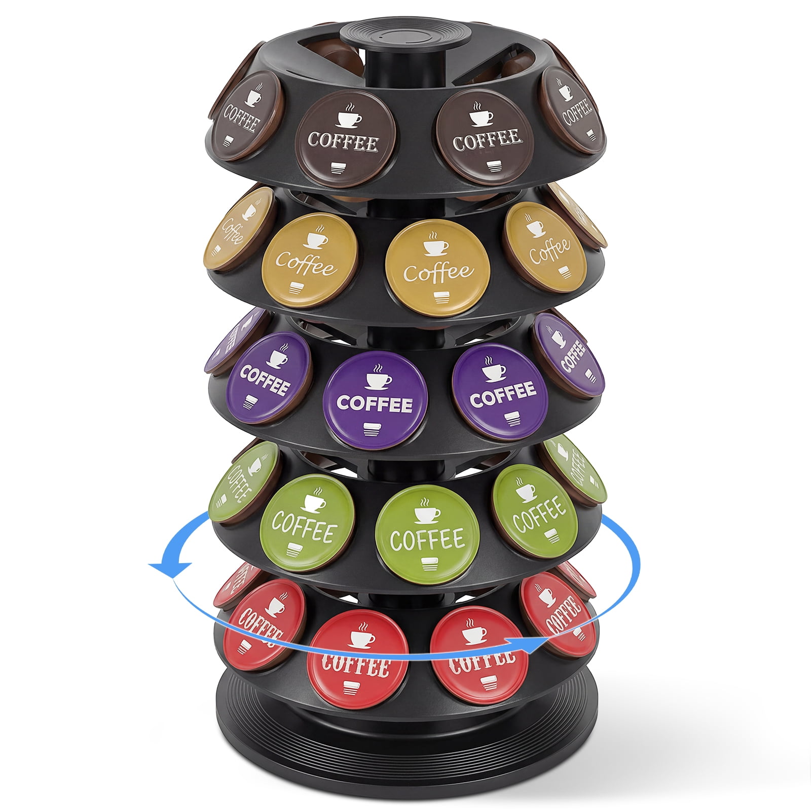 360° Turntable Coffee Pod Holder for 40 Capsule Rotating Organizer Coffee Pod Carousel Organizer Coffee Capsule Holder Coffee Pod Storage for Kitchen Counter Office