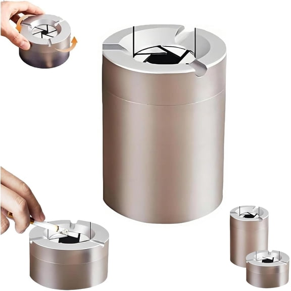 360° Twist-Lock Stainless Steel Ashtray, Windproof & Odor-Proof Car Ashtray with Rotating Sealed Lid(Car Use)