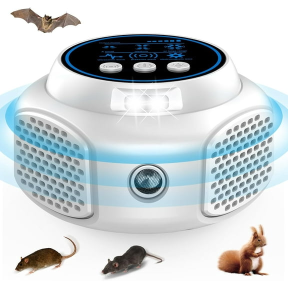 360° Ultrasonic Rodent lent, 4 Modes Electronic Mouse lent Plug in, Squirrel lent Rat Pest Control for House Attic Basement Garage，White