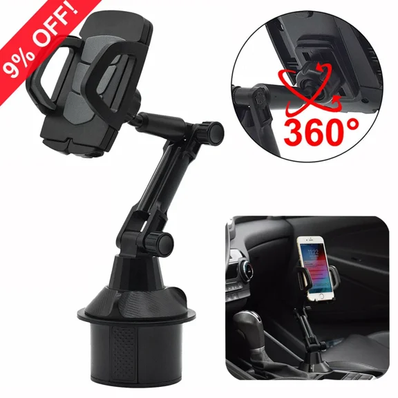 360 Universal Cup Holder Car Mount Cradle For Cell Phone Gps Adjust-Tech Usa