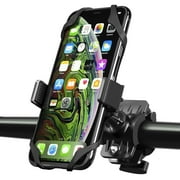 360  Universal Phone Mount for Bike Motorcycle, Bicycle Adjustable Holder with Grip for iPhone 15 14 13 Pro Max Samsung Android Smartphone, Black