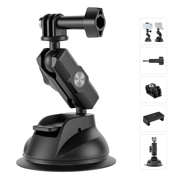 360 Universal Suction Cup Car Holder Mount for Cell Phone and GoPro Hero | Adjustable, Strong Suction for Stable Shooting