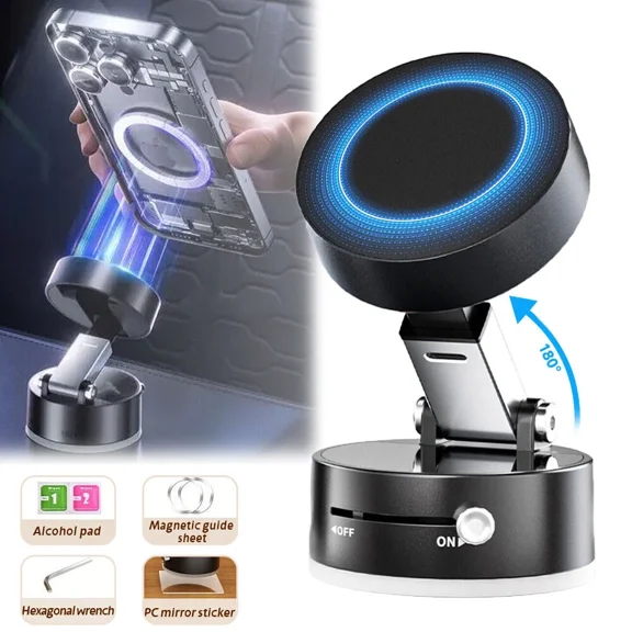 360 Vacuum Strong Magnetic Phone Holder Suction Cup Car Stand Foldable Car Mount
