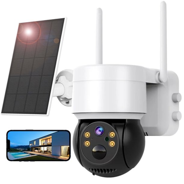 360° View Wireless Solar Security Camera Outdoor, 2K Outdoor Security