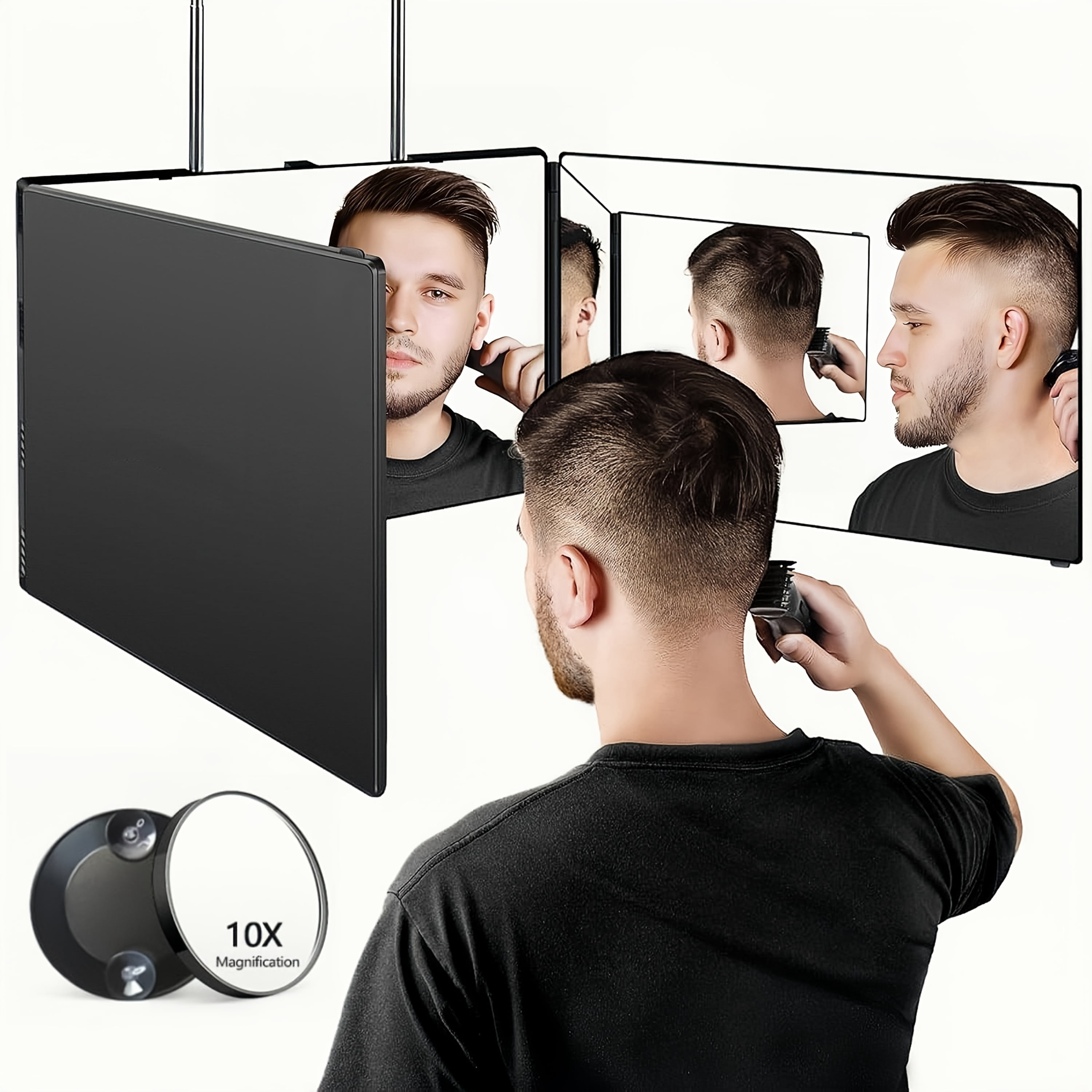 360 Viewing Angle Self Hair Cutting Mirror, Clear Anti-Fog HD Glass ...