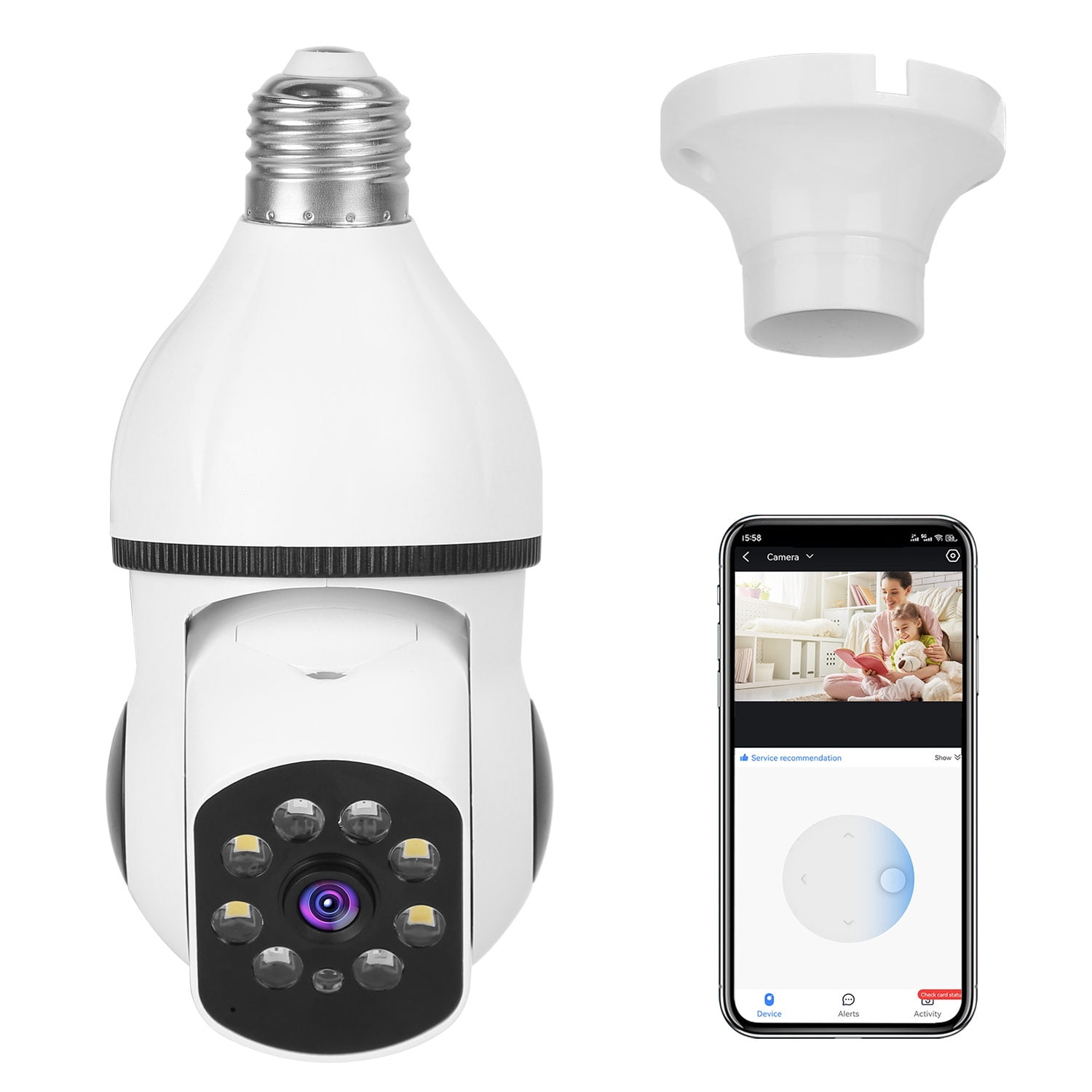 5G/2.4G 360° Wireless 1080p Security Camera Light Bulb Camera w/ Real-time Motion Detection