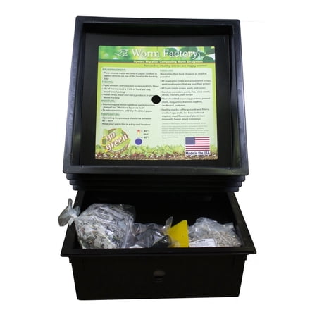 The Worm Factory Standard Black Recycled Plastic Composting Bin with 3-Tray System, Indoor/Outdoor, 3 Count