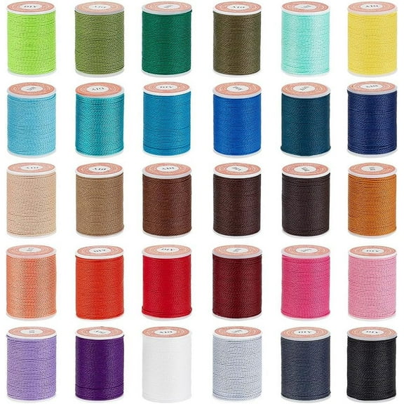 360 Yards/30 Rolls Waxed Polyester Cord 1mm Twisted Thread Sewing Waxed Stitching Thread Cord Wax String for Bracelet Making Necklaces Jewelry Making Macrame Sewing Supplies Colorful DIY