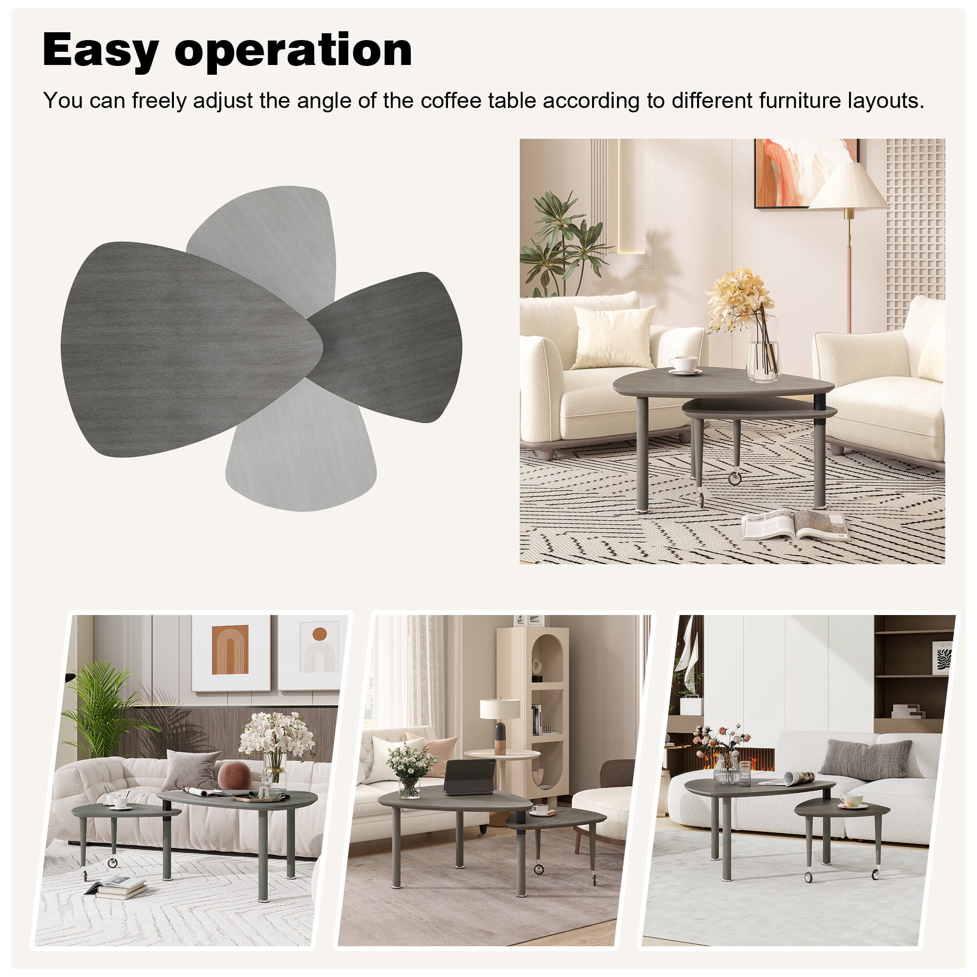 Rotating Modern Table 360 degree Rotatable modern Coffee Table for Living Room, solid wood ...