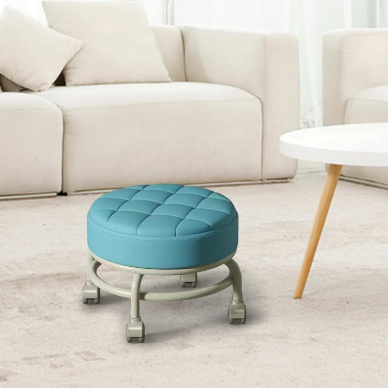 360 Degree Rotating Roller Stool Movable Mini Stool Low Noise Heavy Duty Sturdy Easy to Move Lazy Housework Stool Swivel Chair for Office Garage Blue