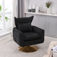 thumbnail image 1 of 360-degree Swivel Accent Chair with Pillow Wide Upholstered and Gold Base,Classic Mid-Century Barrel Chair,  Sofa Chair for Living Room Bedroom Office Lounge,Black Linen, 1 of 9