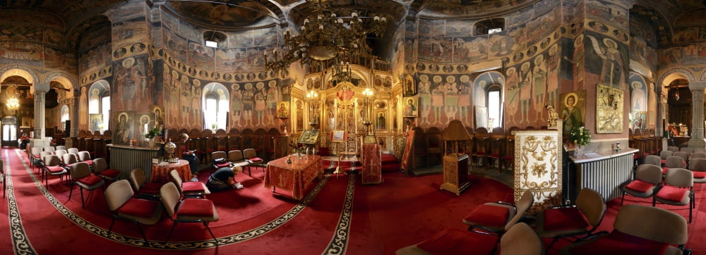 360 degree interior view of The Assumption of the Virgin Mary church Bucharest Romania Canvas Art - Panoramic Images (27 x 9)