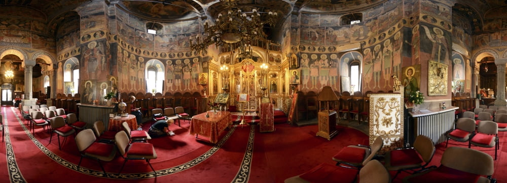 360 degree interior view of The Assumption of the Virgin Mary church Bucharest Romania Canvas Art - Panoramic Images (36 x 12)
