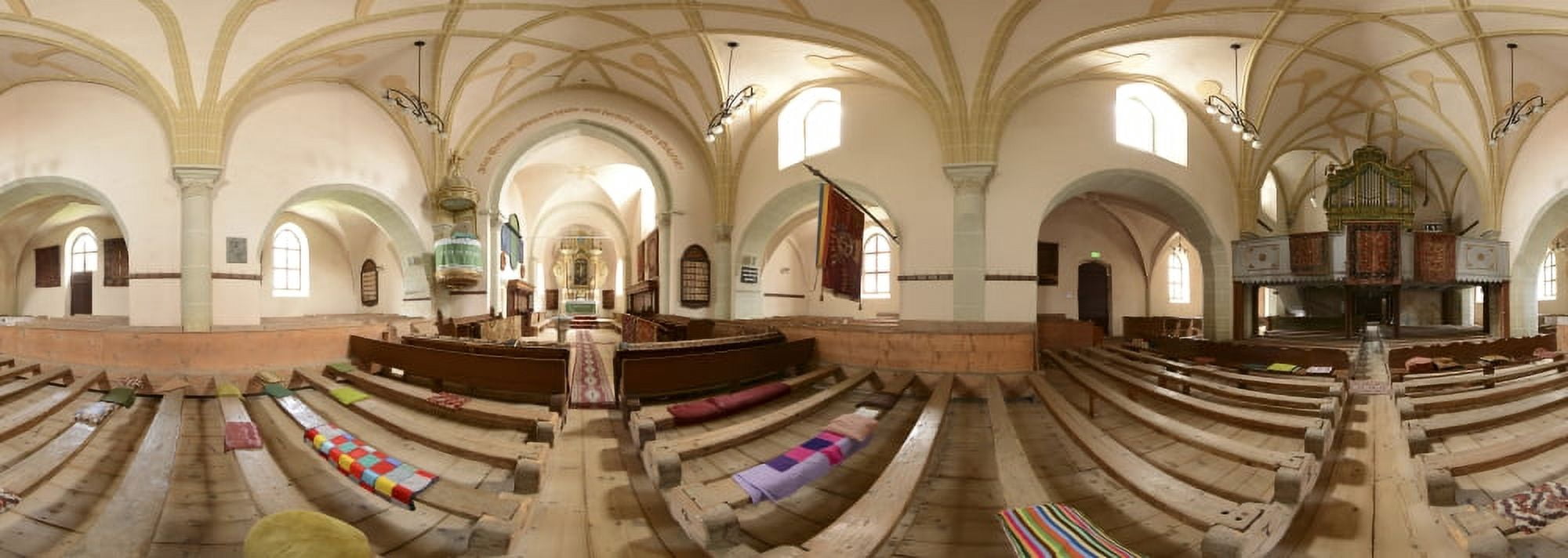 360 degree interior view of the Kirchenburg Honigberg Harman Romania Canvas Art - Panoramic Images (27 x 9)