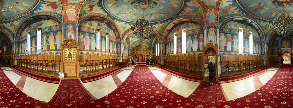 360 degree interior view of the Sambata de Sus Monastery Sambata de Sus Brasov County Transylvania Romania Canvas Art - Panoramic Images (36 x 12)
