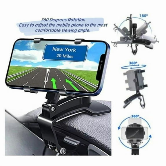 360-degree rotating dashboard car phone stand - multi-functional clip design phone stand suitable for 4-7 inch phones - car accessory