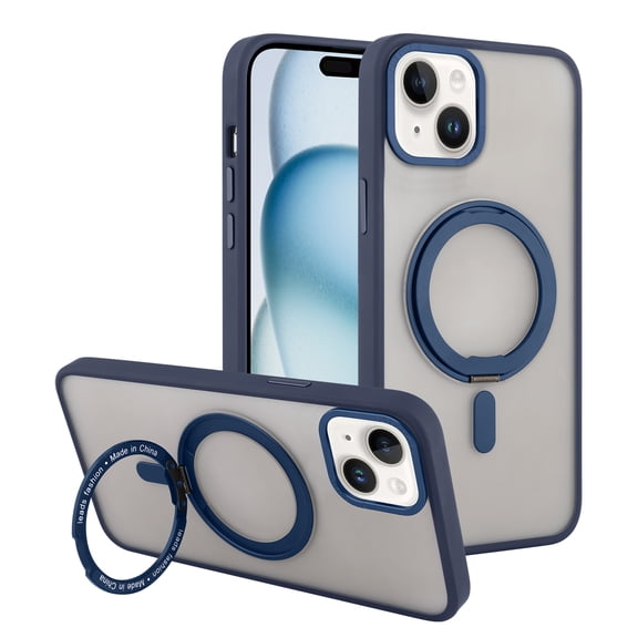 360-degree rotating fulcrum case iPhone 15 Plus Frosted Support wireless charging