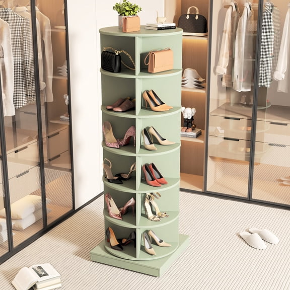 360-degree rotating green 6-layer shoe rack / Add modern style to home while saving space