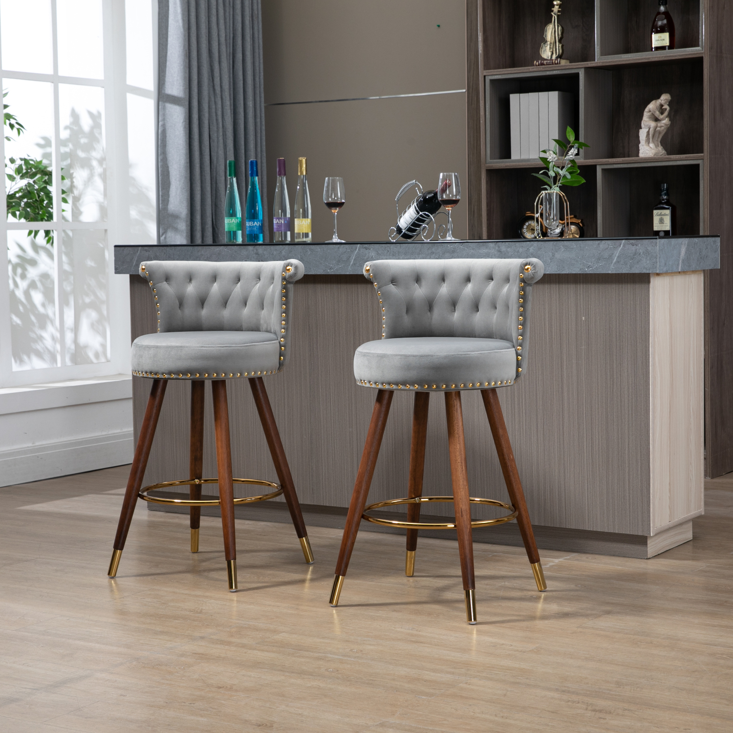 360 degree rotation COOLMORE Swivel Bar Stools with Backrest and