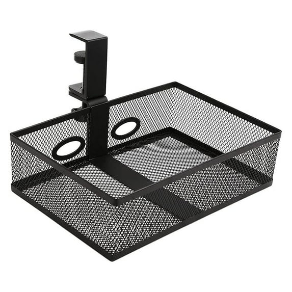 【360 degree rotation under desk drawer Clamp-on Swivel Alloy Steel Drawer Desktop Organizer Easy to Instal/High capacity/desk drawer desk accessories (Black)