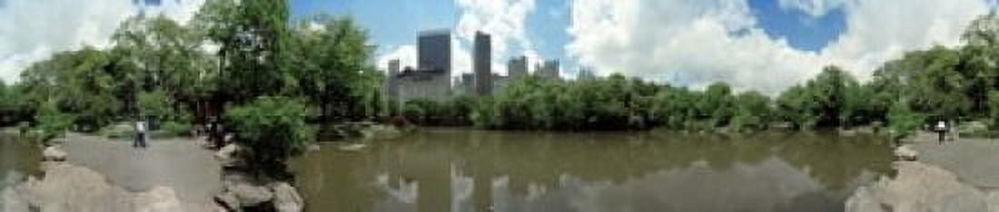 360 degree view of a pond in an urban park Central Park Manhattan New York City New York State USA Canvas Art - Panoramic Images (44 x 10)