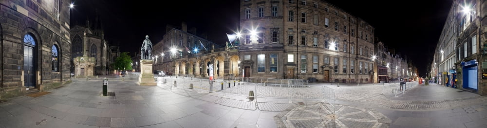 360 degree view of buildings in a city at night Edinburgh Scotland Canvas Art - Panoramic Images (10 x 40)