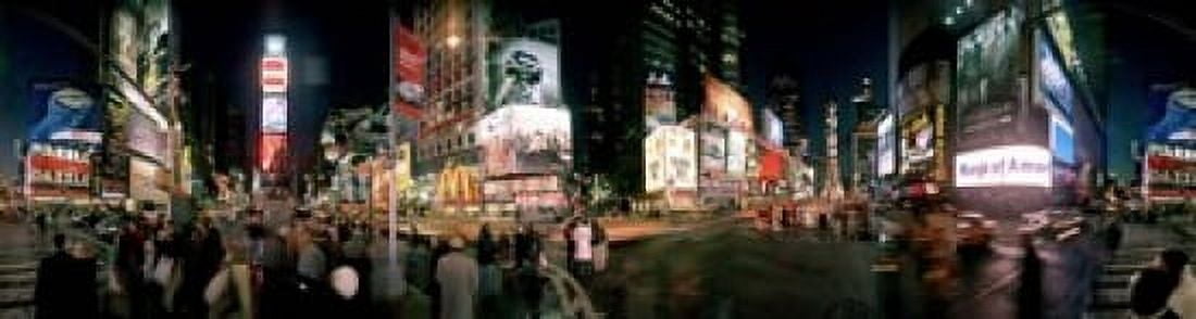 360 degree view of buildings lit up at night Times Square Manhattan New York City New York State USA Canvas Art - Panoramic Images (21 x 6)