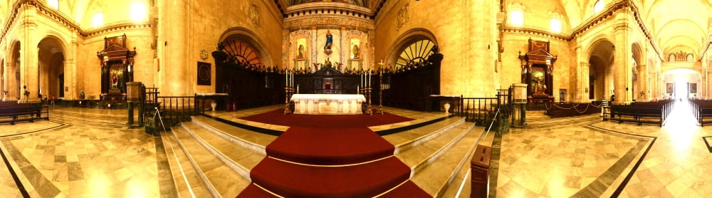 360 degree view of church interiors Cathedral of Havana Plaza De La Catedral Havana Cuba Canvas Art - Panoramic Images (36 x 12)