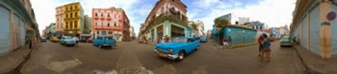 360 degree view of street scene Havana Cuba Canvas Art - Panoramic Images (44 x 10)