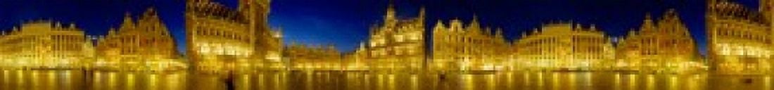 360 degree view of the Grand Place lit up at night Brussels Belgium Canvas Art - Panoramic Images (44 x 6)