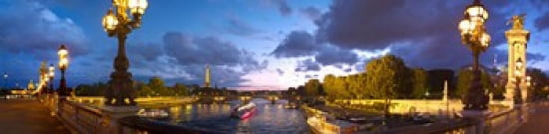 360 degree view of the Pont Alexandre III bridge at dusk Seine River Paris Ile-de-France France Canvas Art - Panoramic Images (20 x 5)