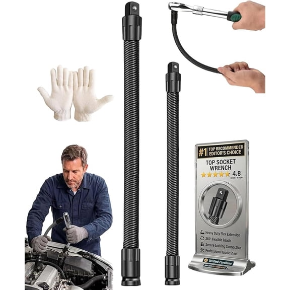 360 flex rod for impact 1/2 Flexible Shaft Extension Extender Torque Socket,Ratchet Spanners Electric Wrench Connecting Rod Hand Drive Tools with Spring Steel Shaft,Long Reach Bendable Bar Outlets