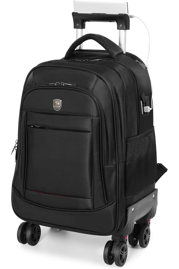 360? rotating Water Resistant Rolling Backpack with 4 Removable Wheels for Adults,Airline Approved Carry  Luggage Fit 15.6 Inch Laptop Travel Backpack with USB  Port