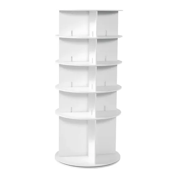 360° rotating five-tier shoe rack, freestanding round display shelf, suitable for bedrooms, living rooms, entryways, and wardrobes, white.